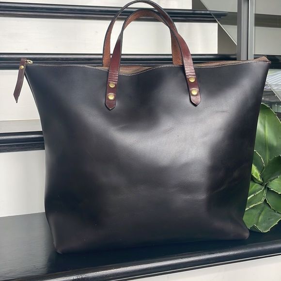 New black and brown leather messenger satchel tote handbag purse laptop custom - Picture 4 of 8